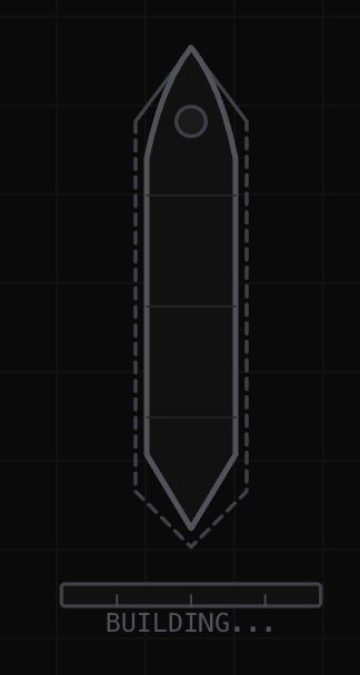 Stage 2, BUILDING. The shape resolves; first plates and nose cone go on.
