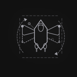 Agents, small rocket with deployed wings, dashed orbital track, rotation arrows. Animations: iterate-spin + wing-deploy + diagnostic-blink + engine-pulse.