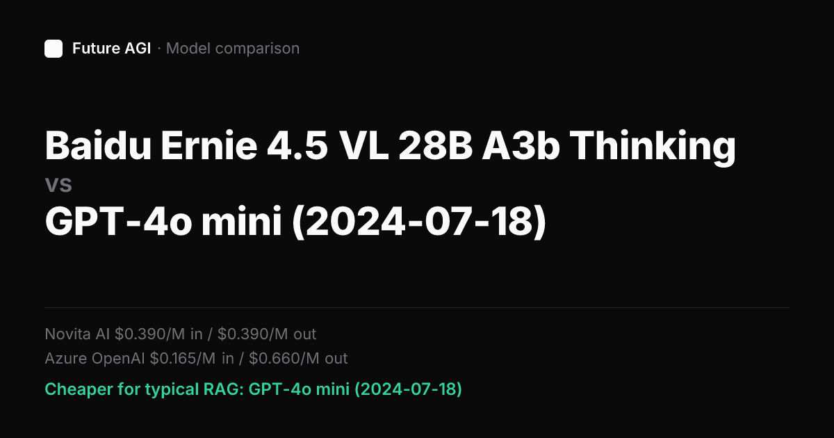 Baidu Ernie 4.5 VL 28B A3b Thinking vs GPT-4o mini (2024-07-18 ...