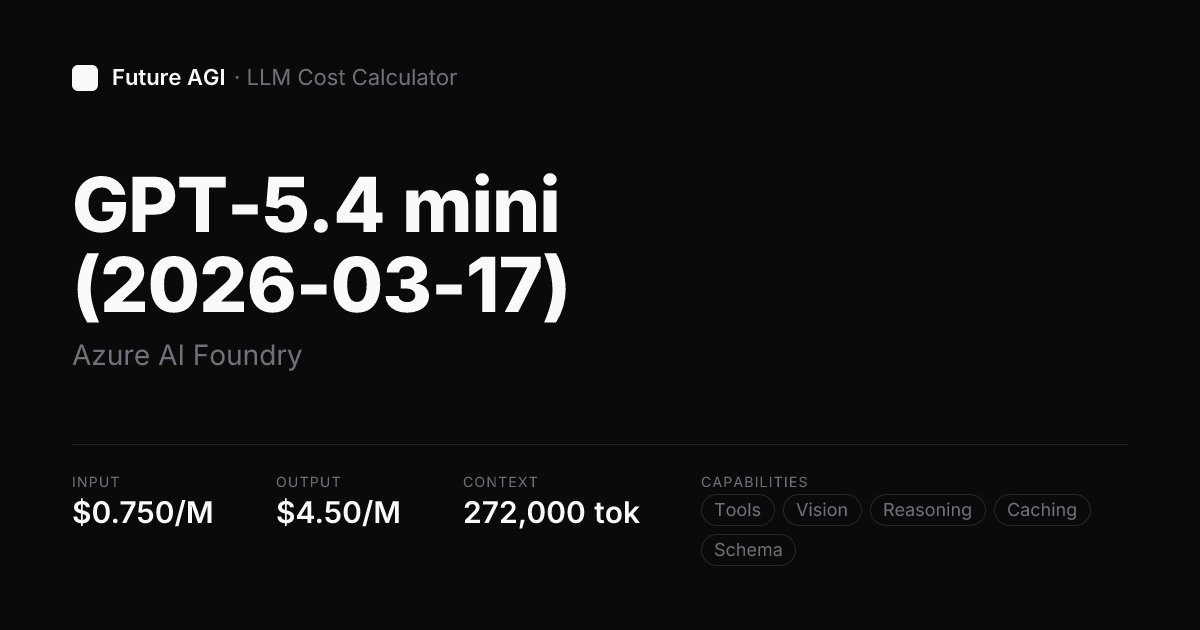 GPT 5.4 mini (2026-03-17) pricing — Azure AI Foundry | Future AGI