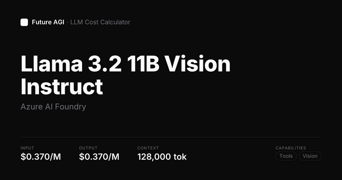Llama 3.2 11B Vision Instruct pricing — Azure AI Foundry | Future AGI