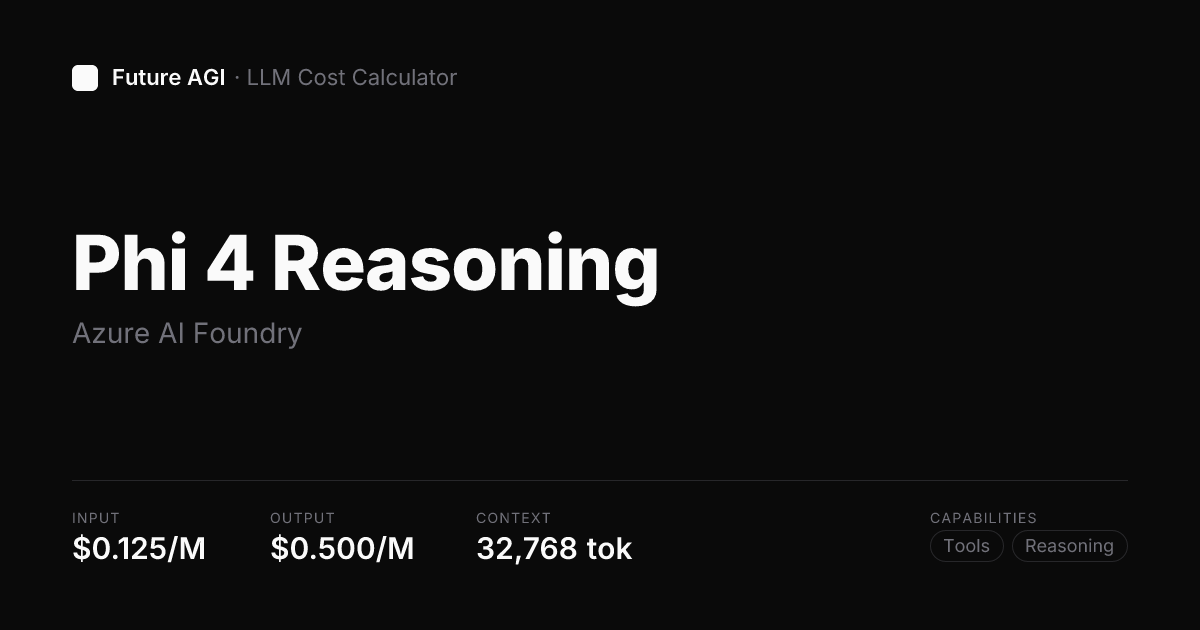 Phi 4 Reasoning pricing — Azure AI Foundry | Future AGI