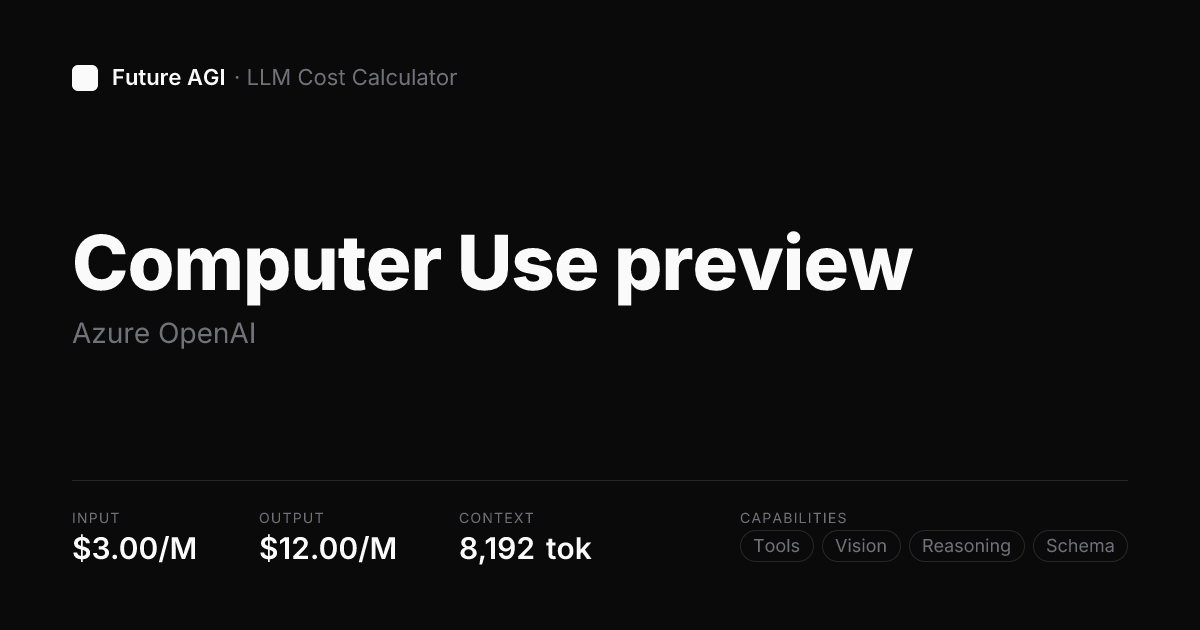 Preview Computers Computer Use preview pricing — Azure OpenAI | Future AGI