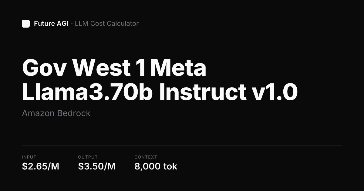 Gov West 1 Meta Llama3.70b Instruct v1.0 pricing — Amazon Bedrock ...