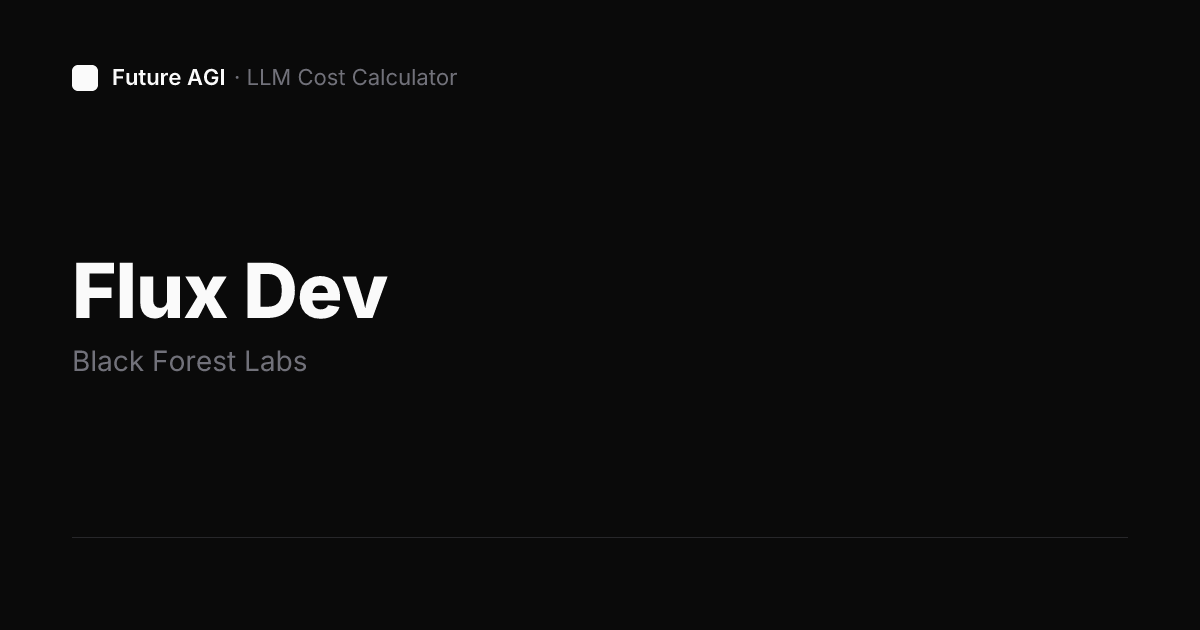 Flux Dev pricing — Black Forest Labs | Future AGI