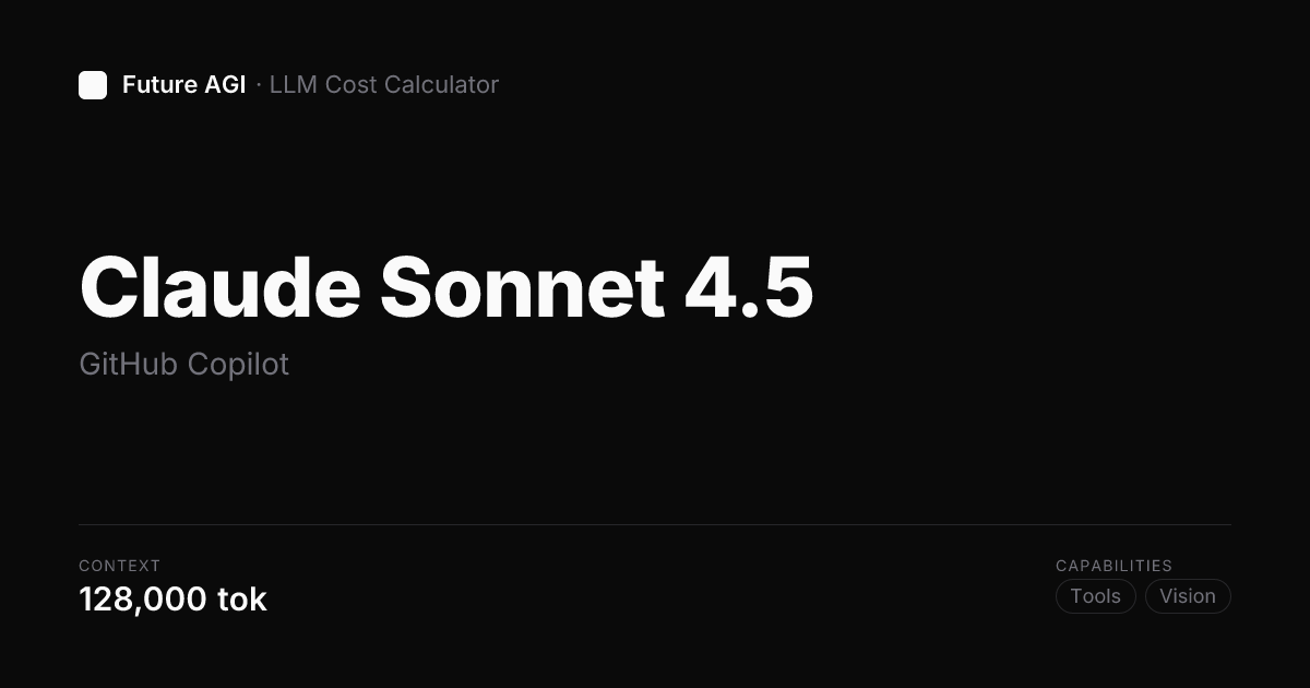 Claude Sonnet 4.5 pricing — GitHub Copilot | Future AGI