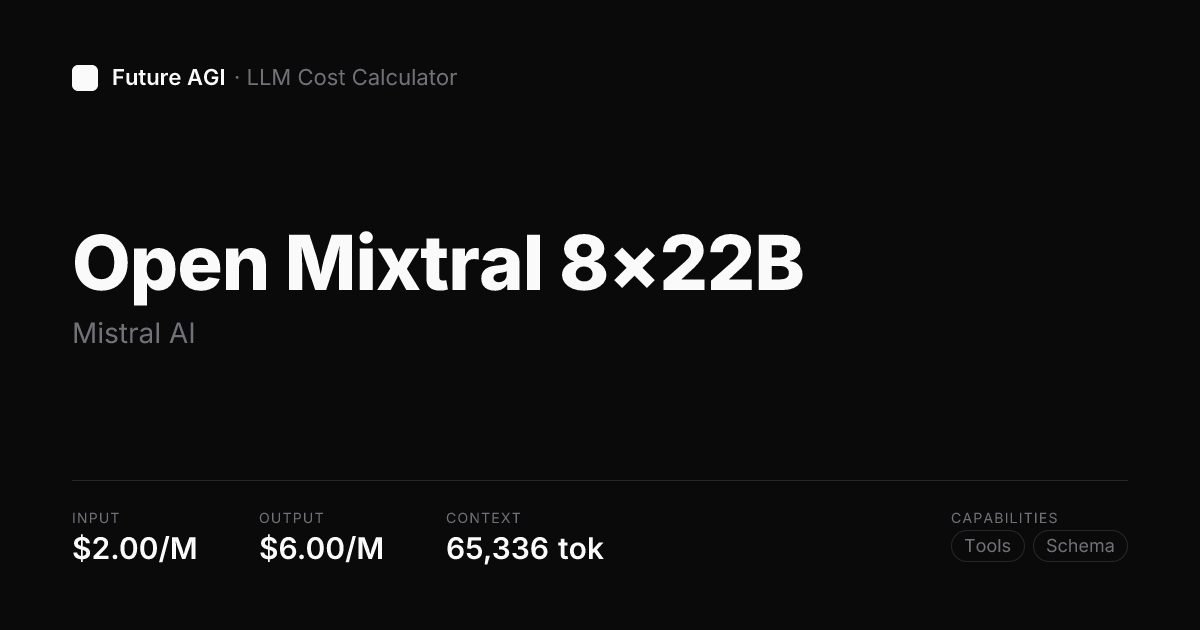 Open Mixtral 8×22B pricing — Mistral AI | Future AGI