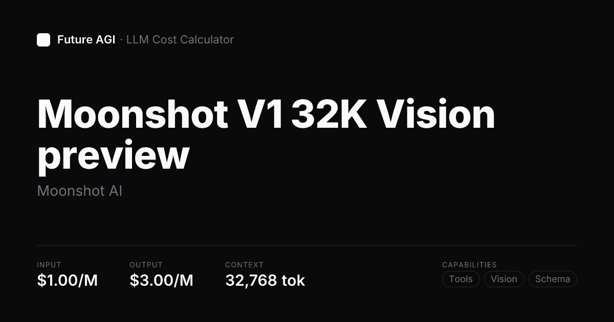 Moonshot V1.32k Vision preview pricing — Moonshot AI | Future AGI