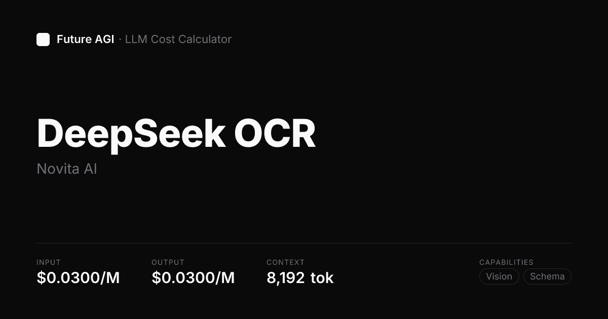 DeepSeek DeepSeek OCR pricing — Novita AI | Future AGI