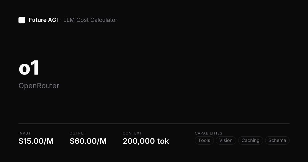 OpenAI o1 pricing & cost calculator — OpenRouter | Future AGI
