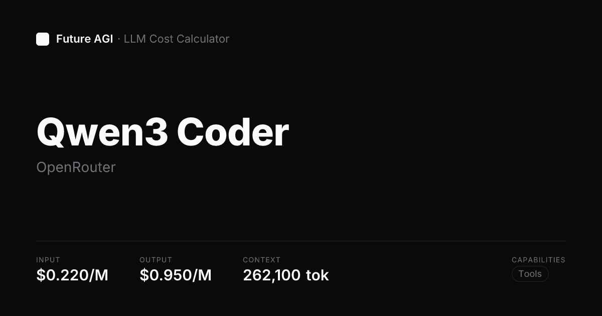 Qwen Qwen3 Coder pricing — OpenRouter | Future AGI