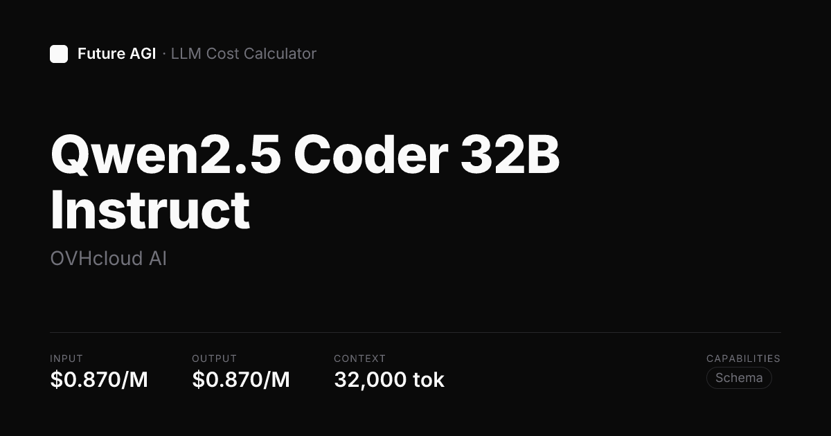 Qwen2.5 Coder 32B Instruct pricing — OVHcloud AI | Future AGI
