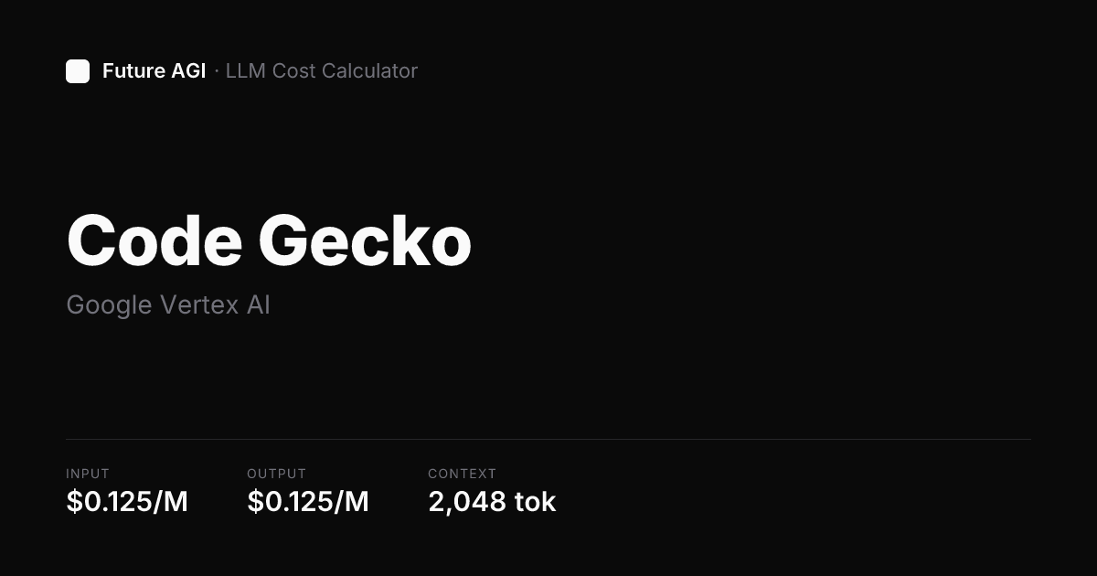 Code Gecko pricing — Google Vertex AI | Future AGI