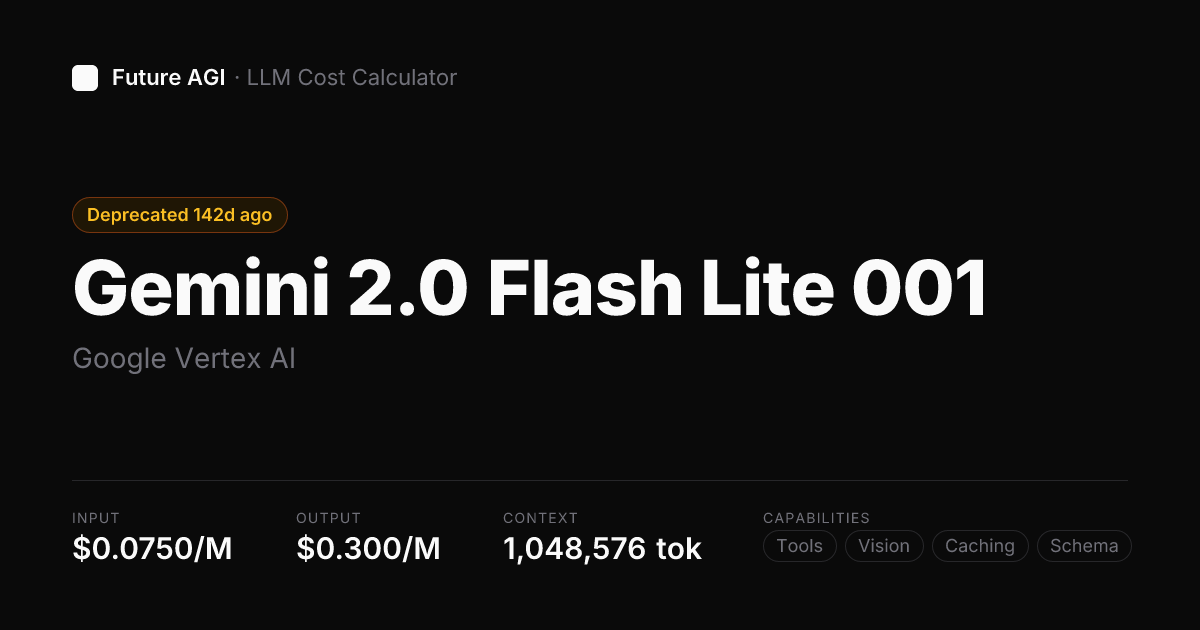 Gemini 2.0 Flash Lite 001 pricing — Google Vertex AI | Future AGI