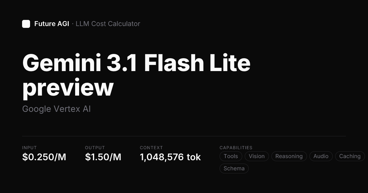 Gemini 3.1 Flash Lite preview pricing — Google Vertex AI | Future AGI