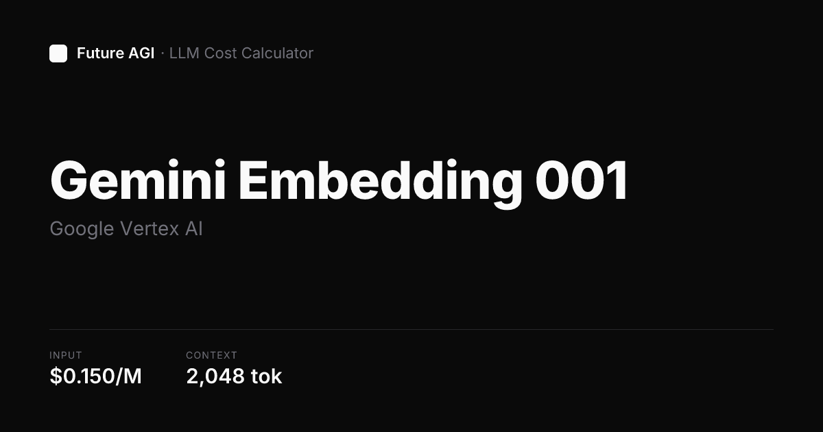 Gemini Embedding 001 pricing — Google Vertex AI | Future AGI