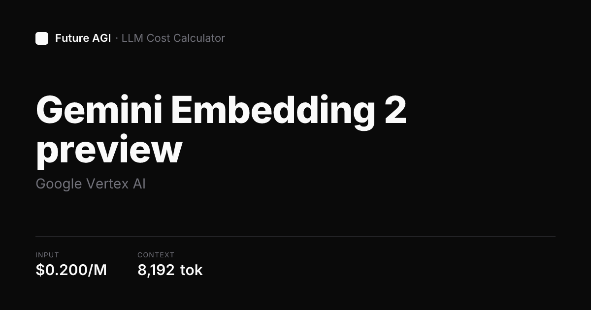 Gemini Embedding 2 preview pricing — Google Vertex AI | Future AGI