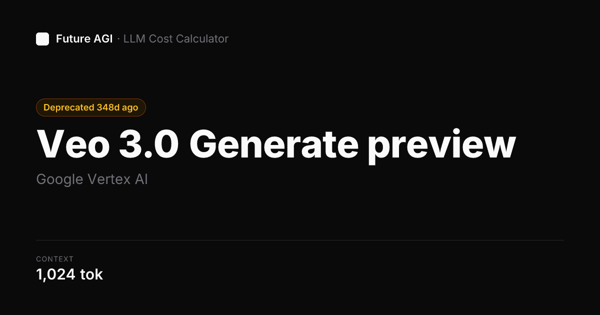 Veo 3.0 Generate preview pricing — Google Vertex AI | Future AGI